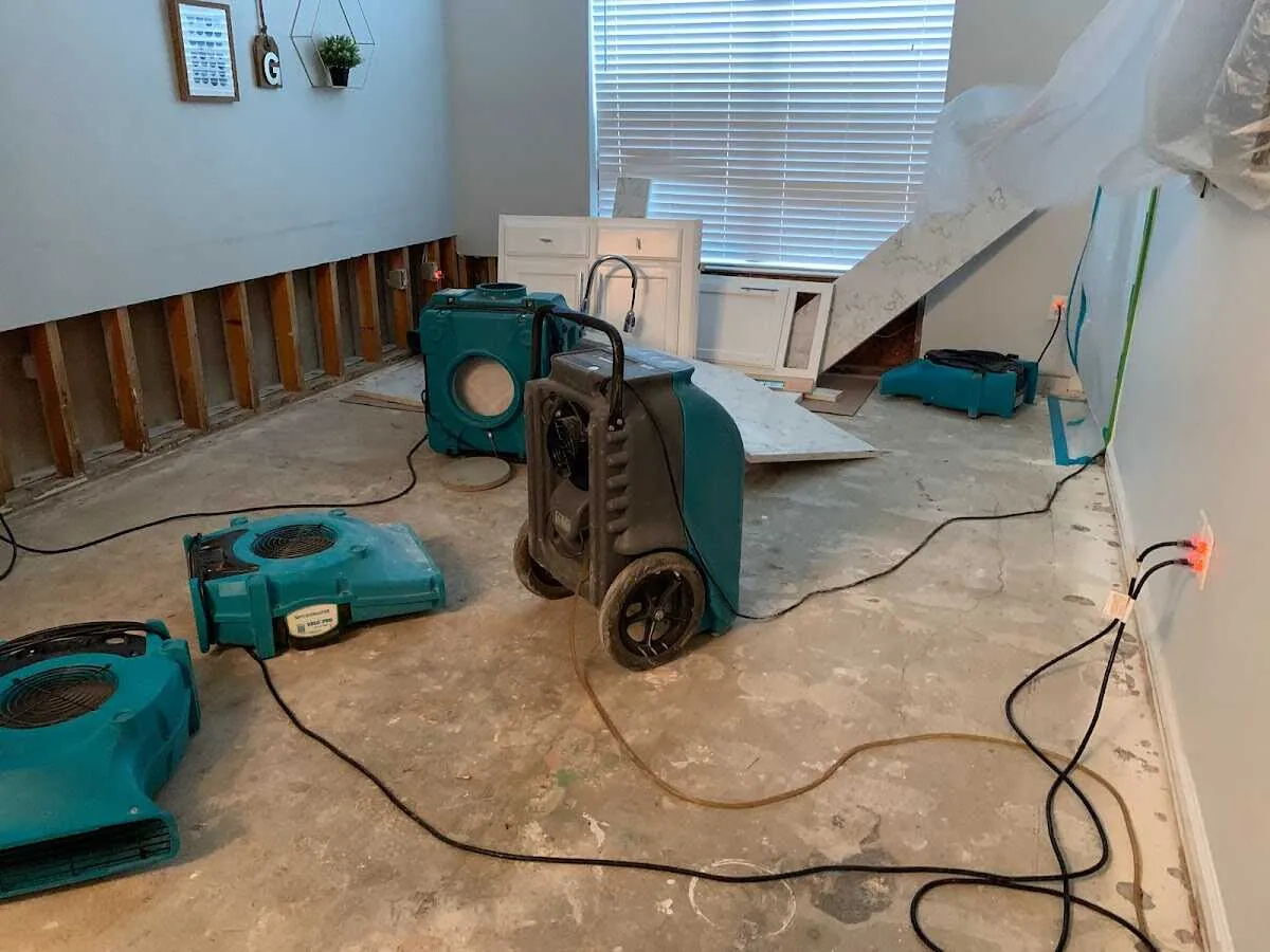 Dehumidifier in flood-cut room for Water Damage Restoration in Ladson